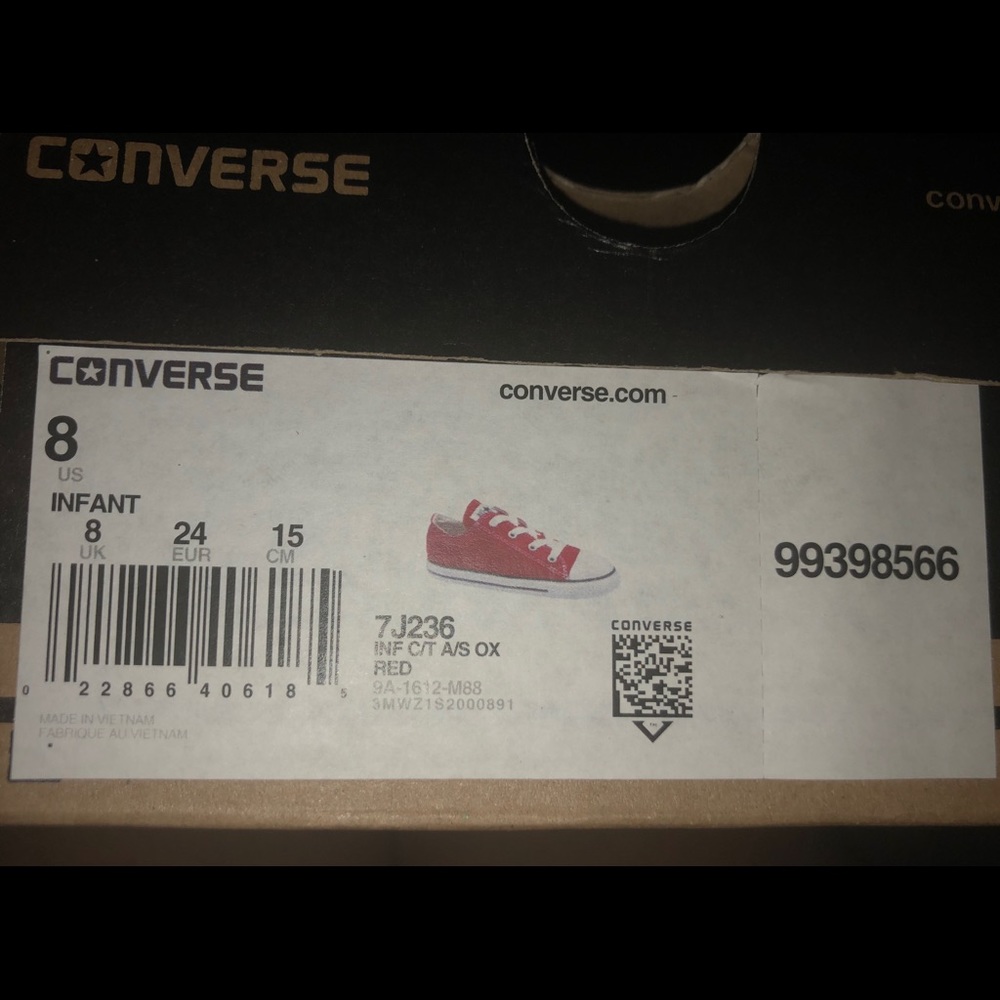 Red/white toddler girl converse sneakers